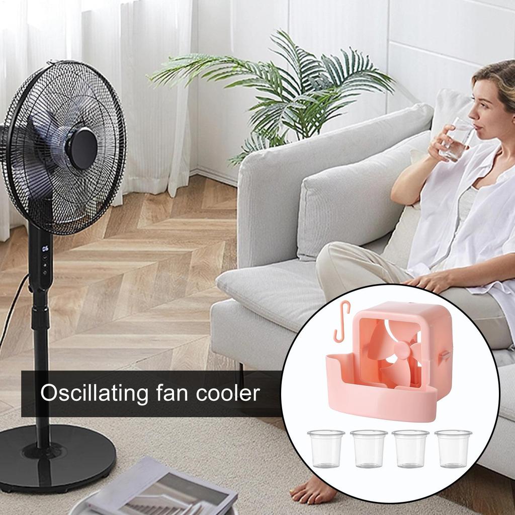 Electric Fan Hanging Cooling Tool with 4 Ice Cup Household Floor Fan Mist Cooling Adapter Hangable Ice Holder Cooler Accessories