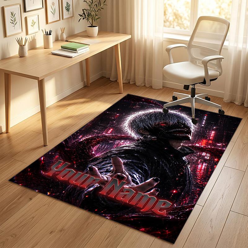 Personalized Crystal Velvet Carpet,Tokyo Ghoul Custom Printed Name, Plush Area Rug For Home Indoor Decor