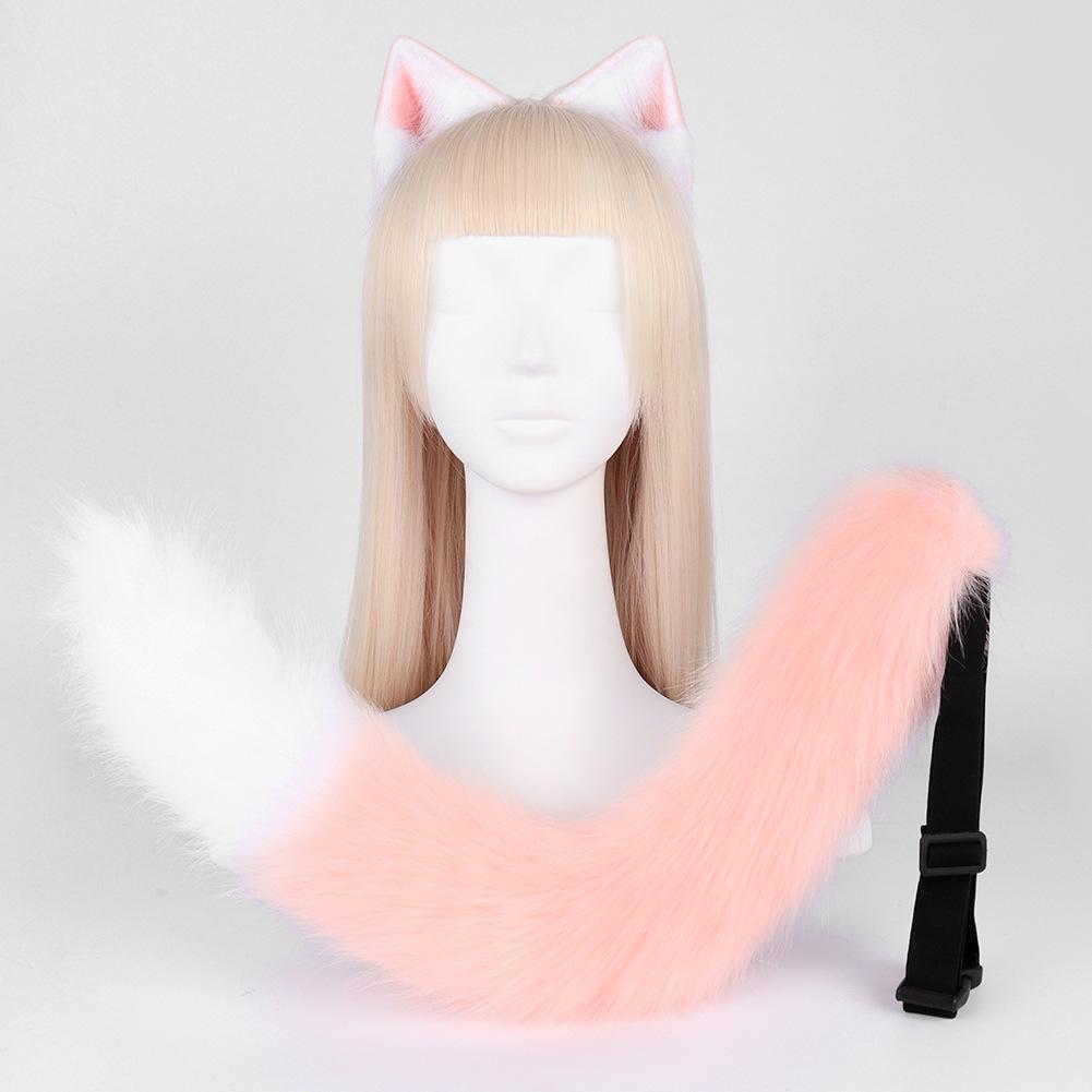 Plush Simulation Cat Ears Cat Tail Cosplay Cat Set Handmade Animal Ears Headband Tail Comic Show Accessories
