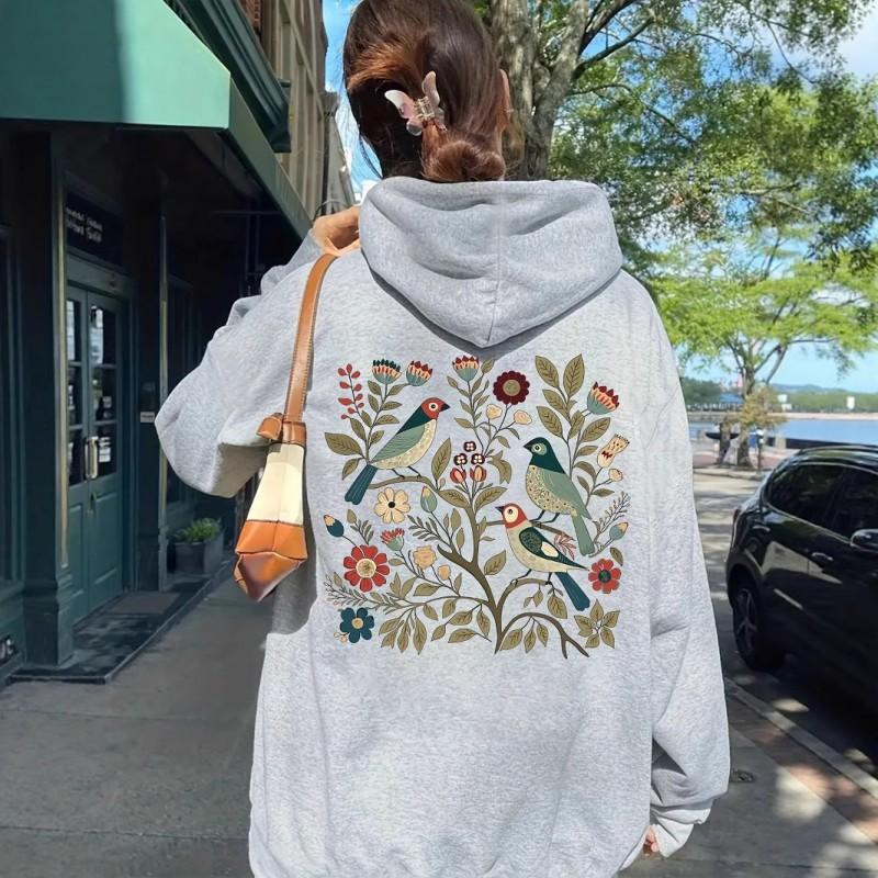 Womens Oversized Hoodie With Floral Print Loose Fit Streetwear Sweatshirt 2025