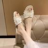 New Chinese Flat-bottomed Cool Slippers Women's 2025 Summer New Square Head National Style Disc Buckle Half Slippers Outer Wear One-character Women's