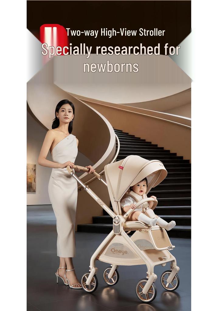 Wanyya T9 Four-Wheel Baby Stroller - Adjustable Recline, High Landscape, Newborn-Friendly Shock Absorption