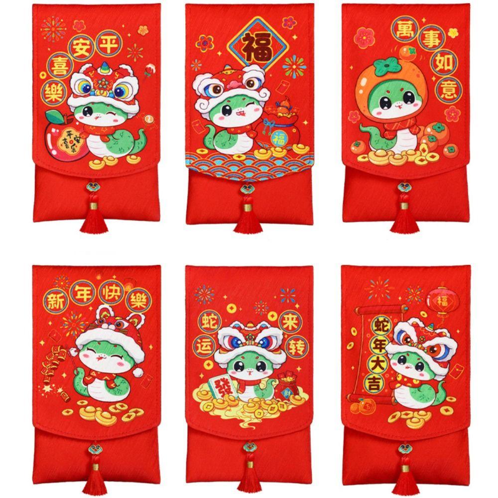Lucky Money Wallet 2025 Red Envelope Purse Snake Year Mascot Money Packing Bag Kids