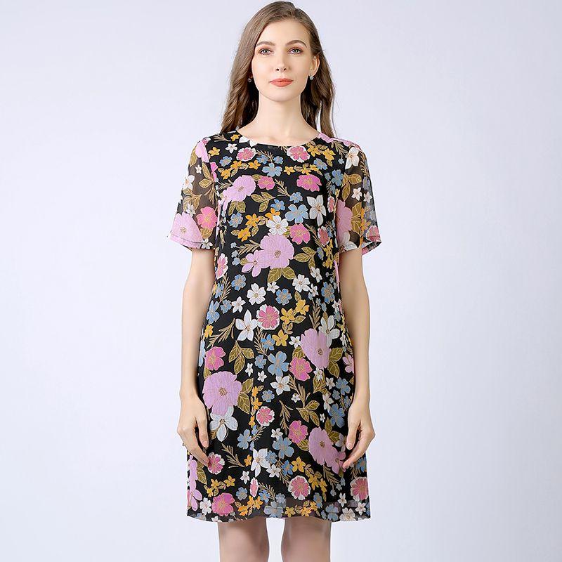 

Women s Fashion Chiffon A- line 2023 New Dress Black M