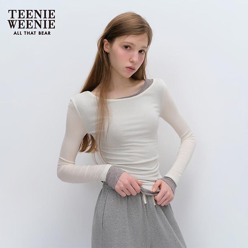 Teenie Weenie T-shirt da donna a maniche lunghe con lettera di orso