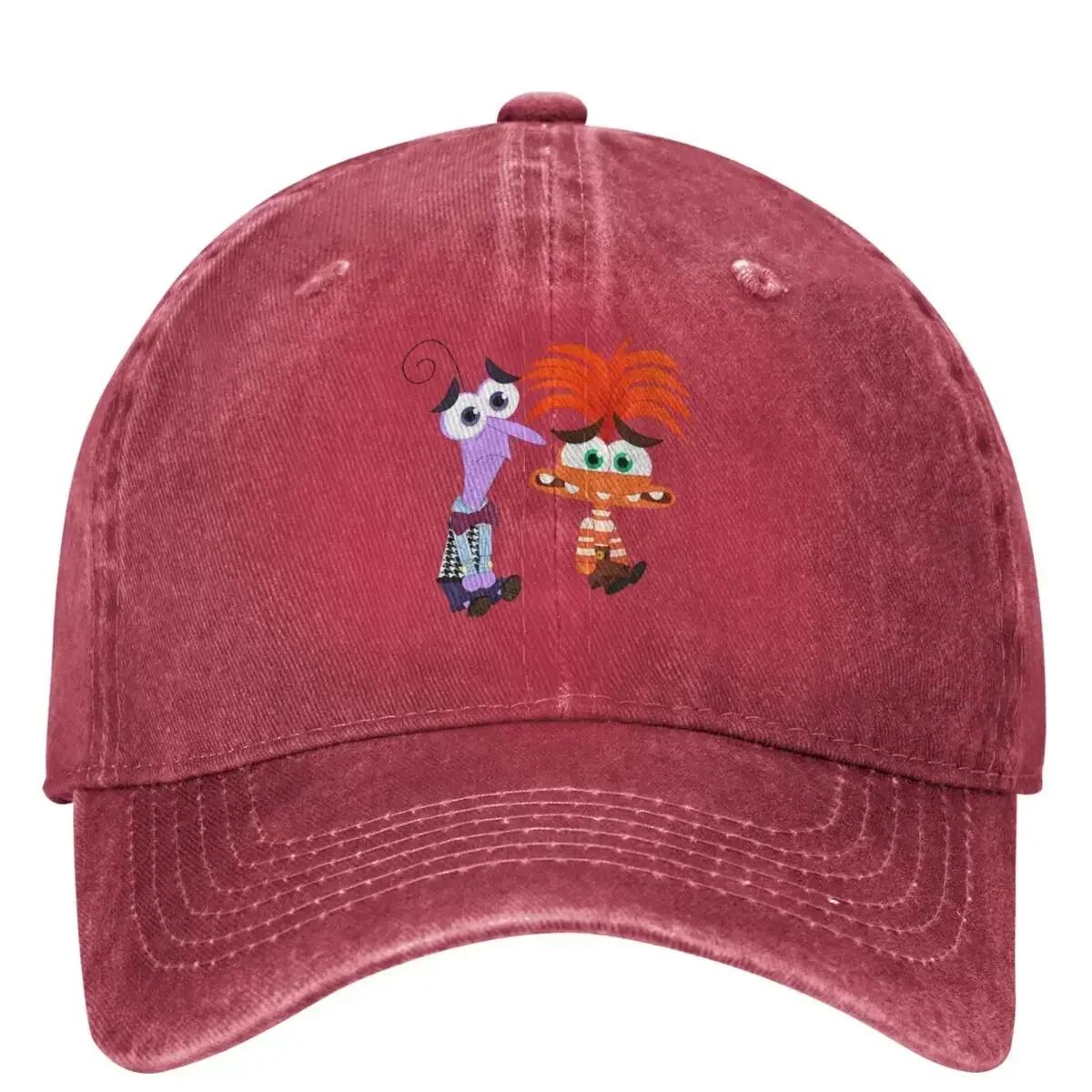 

Anxiety Inside Out With Friend Washed Baseball Cap Trendy Trucker Hat Spring Men Women Tennis Skate SunProof Snapback Cap One Size