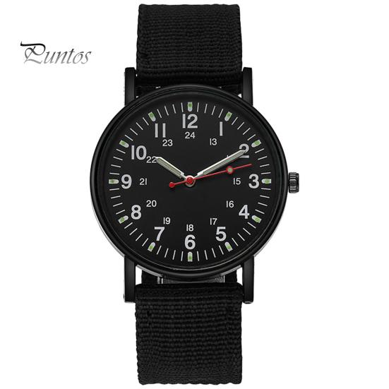 Men Watch Quartz Accurate Soft Wristband Nylon Braided Luminous Sports Wrist for Daily Wear