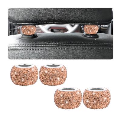 Collier pour appui-tête de voiture BELOMI, Décoration de couleur pour appui-tête de voiture Bling, Collier pour appui-tête de voiture Strass, Accessoires intérieurs de siège de voiture Diamants (Rose pêche)