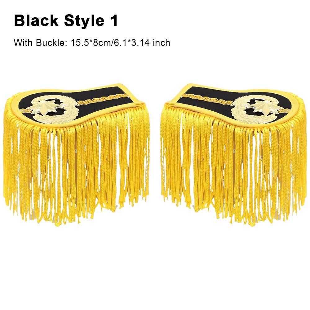 1Pair Multipurpose Shoulder Pad Epaulettes Colorful With Buckle Tassel Fringe Epaulets Brooch Board Jackets Overcoats Epaulett