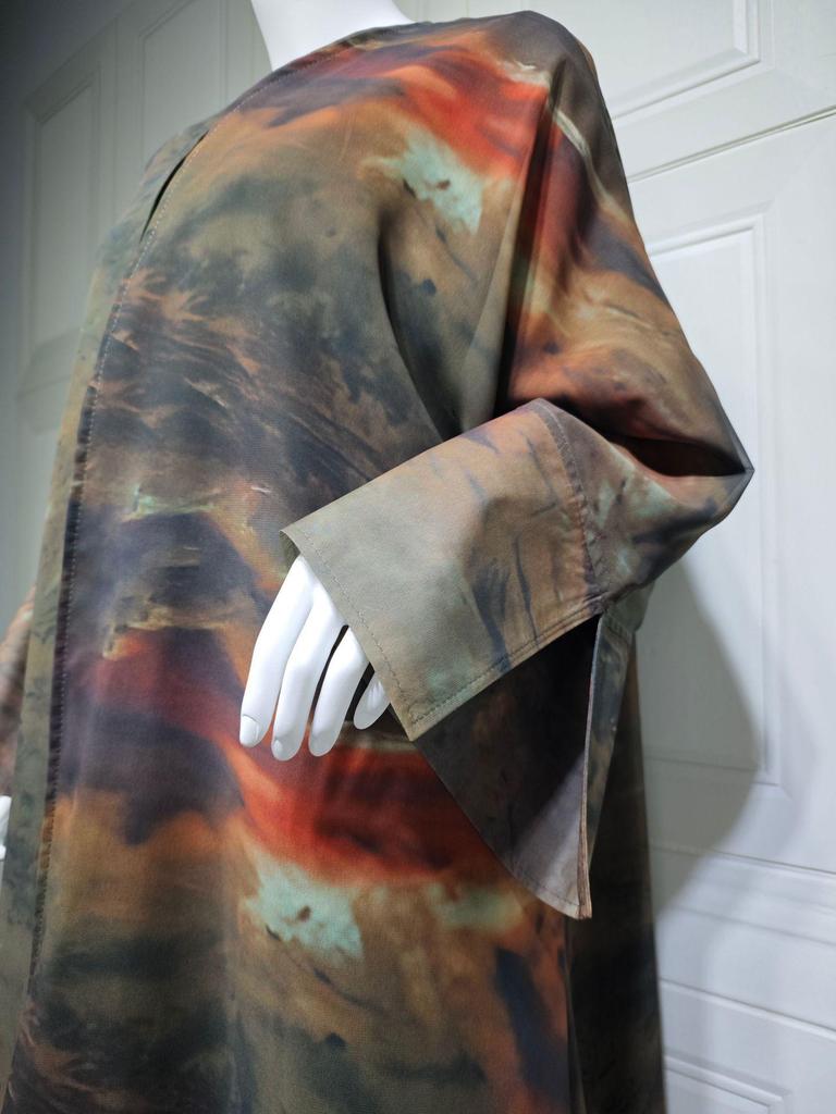 Modest Chiffon Print Muslim Abaya Coat Dress