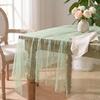 Light Green Table Runner Fabric Tulle Lace Tablecloth Rectangular Table Cover Bridal Veil for Christmas Wedding Birthday Party
