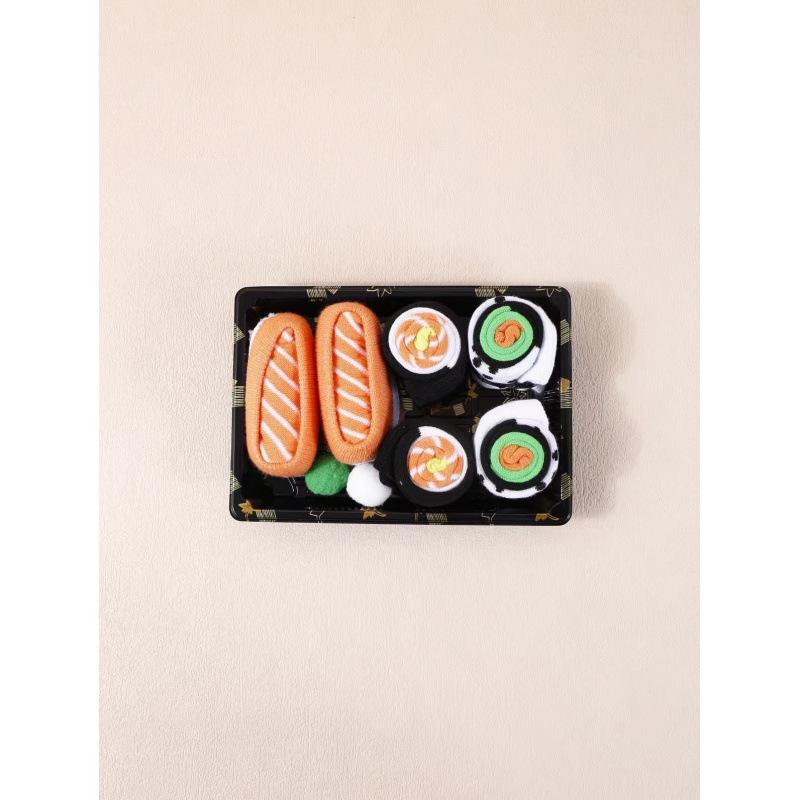 

Носки до середины икры с лососем для суши, подарочный набор - Забавные хлопковые носки с едой для пар One Size