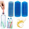 Long Strip Shape Silicone Ice Cube Mould Pop Out Plastic Ice Cube Tray With Lid Reusable Ice Stick Tray Easy Release Bar Kitche