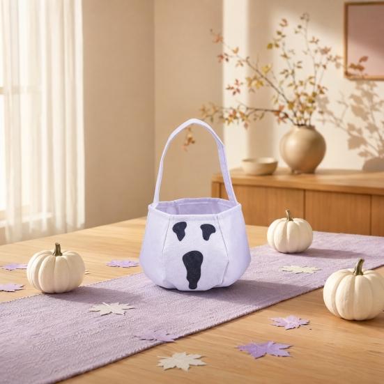 Huaqianguhh Cute Halloween Treat or Trick Bag with Handle for Kids, Reusable Non Woven Candy Goodie Bag, Soft Handbag Basket Party Favors