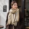 Breathable Cotton Linen Neckerchie Short Tassel Unisex Scarf Soft Striped Scarf  Office