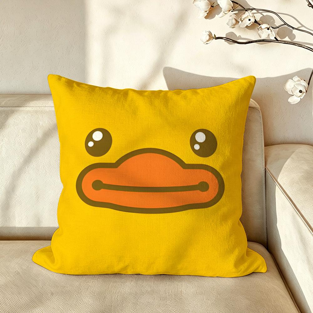 Character Yellow Rubber DDuck Cushion Cover Pillow Case Antidustmite Pillowcase Silky Short Plush Sofa Cushion Cover hot