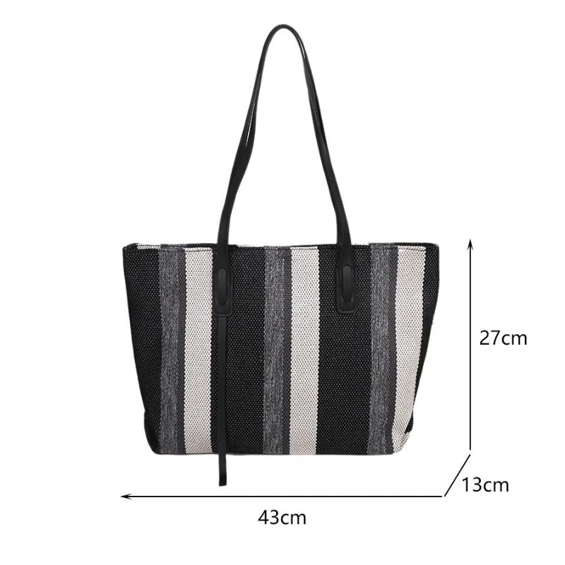 Raffia Summer Bags for Woman  Stripe Designer Shoulder Crossbody Shopper Storage Bag Women Casual Canvas Handbag Tote