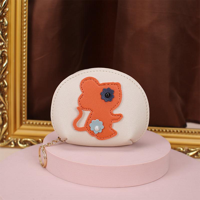 Creative Cute Little Mouse Coin Purse Cartoon PU Key Bag Mini Zip Wallet Keyring Pendant Women ID Credit Card Bag