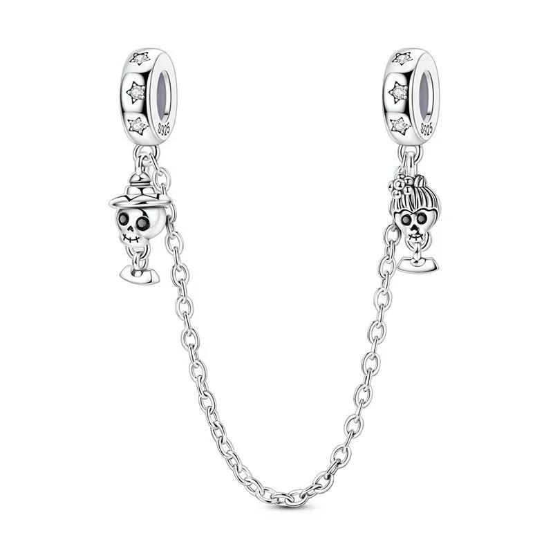 Halloween Copper Skull Charm Luminous Pumpkin Ghost Clown Bead Pendant Ring Necklace Bracelet Diy Jewelry Gift