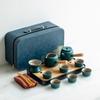 Japanese travel kung fu tea set small set household simple teapot ceramic teacup outdoor tea tray portable bag
