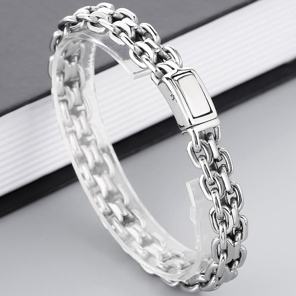 Men's High Polished 316L Stainless Steel Bracelet 20MM Wide 23CM Long Horsewhip Style Link Chain Man Bracelet Jewelry Accessory