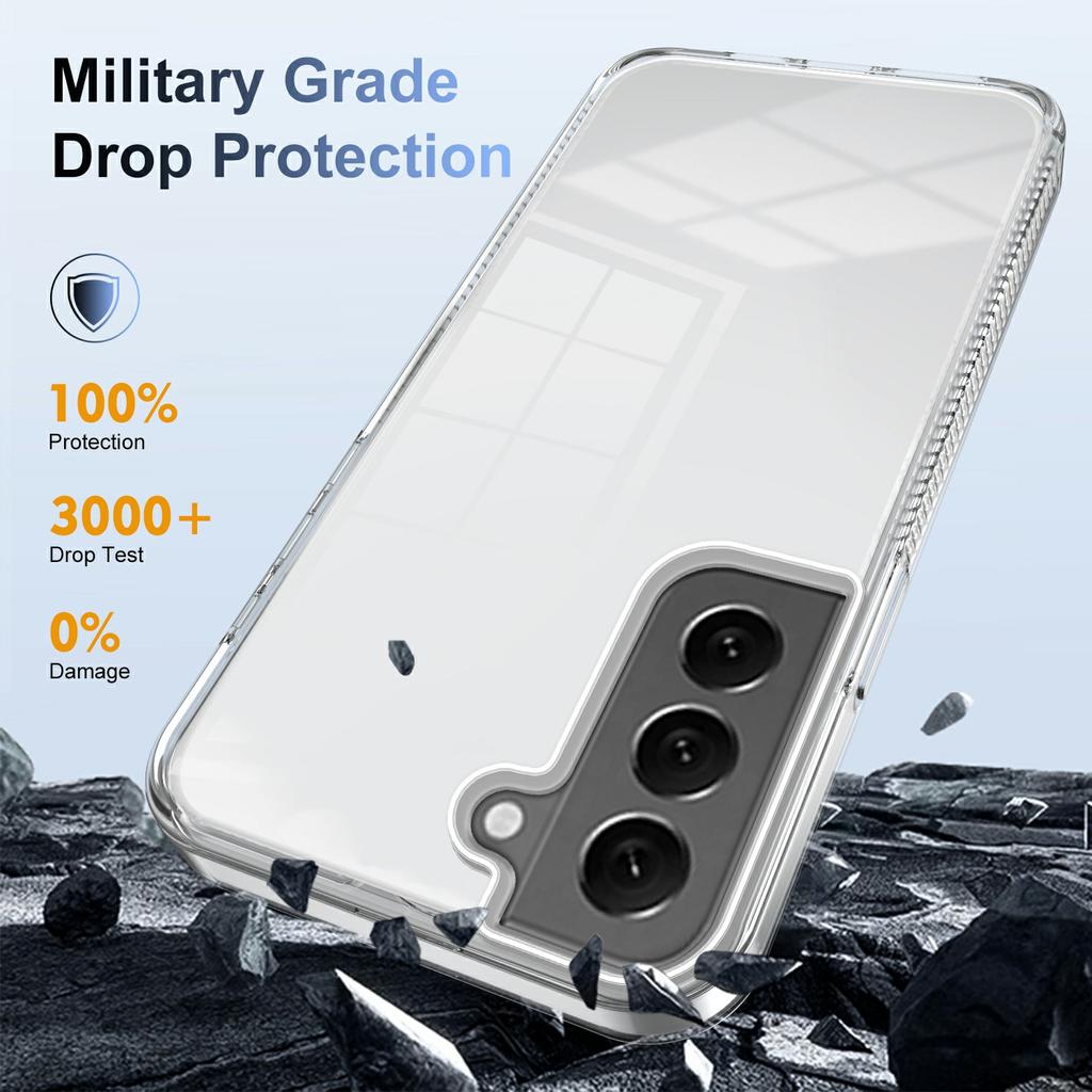 For Samsung Galaxy S22 5G Clear Phone Case TPU PC Anti-Slip Drop-Proof Back Cover