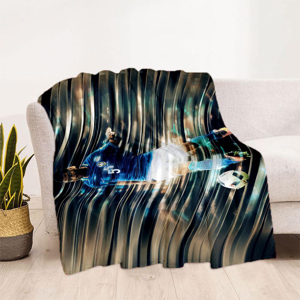 Soccer Player Action Blanket Warmthful Decor Great for Bed Livingroom Chair for All Seasons Digital Print Unique Gift for Family and Friends Camping