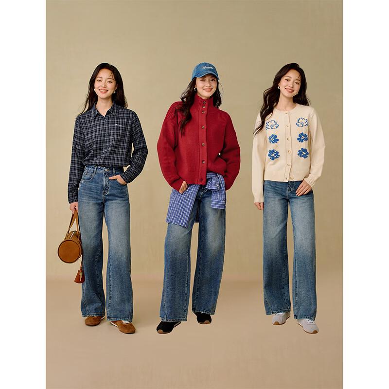INMAN Women's Retro High-Waist Straight Jeans