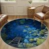 3D Optical Illusions Cave Landscape Rug Forest Mossy Wooden Ladder Print Circular Carpet Fantasy Nature Home Decor Non-Slip Ma