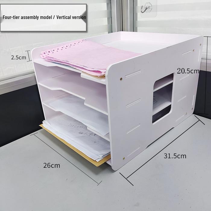 A4 Desktop File Holder - Multi-layer Vertical Document Tray for Office Supplies