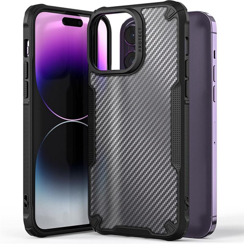 

For iPhone 16 Pro Case PC+TPU Phone Cover Anti-Scratch Phone Case Carbon Fiber Texture Shell A
