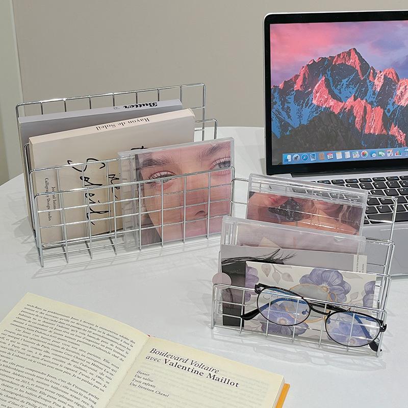 Ins Minimalist Iron Desktop Storage Rack Organizer Table Metal Organizing Rack Bookshelf Desk Multi-Functional Storage Rack