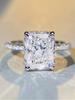 925 Silver 4CT Gorgeous Rectangle Zircon Ring For Women Engagement Wedding Romantic Luxury High Quality Fine Jewelry