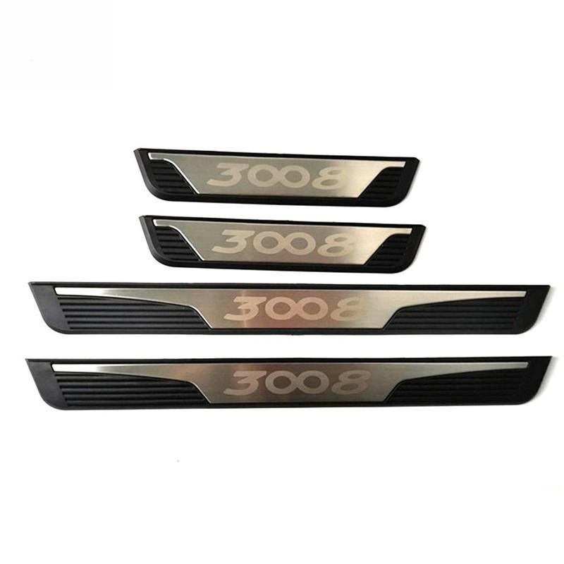 4PCS/Set ABS Stainless Steel For 2017- Peugeot 3008 GT Auto Car Door Sill Pedal Welcome Scuff Plate Decoration Cover