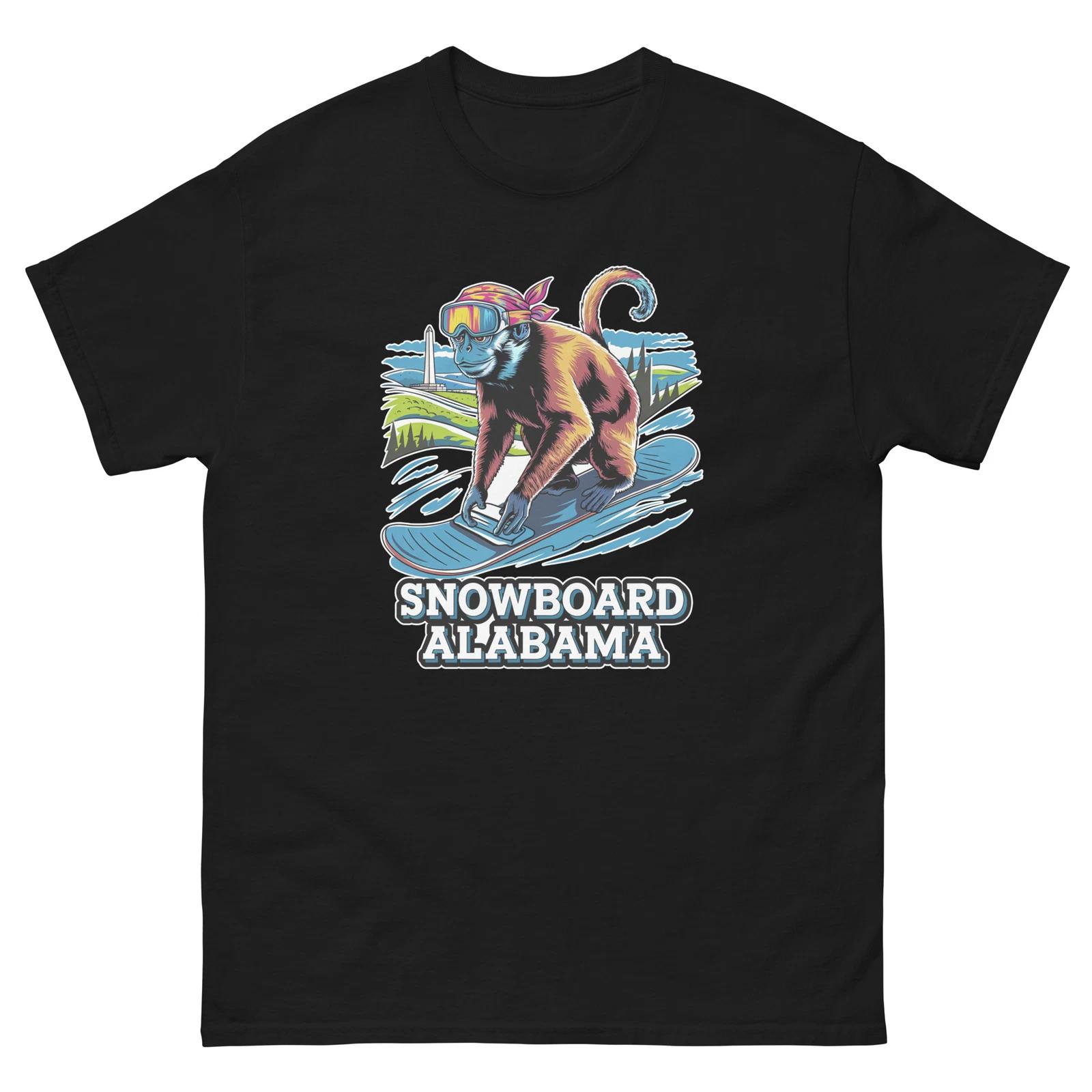 Snowboard Alabama Monkey USA Snowboarding Animal T-Shirt S