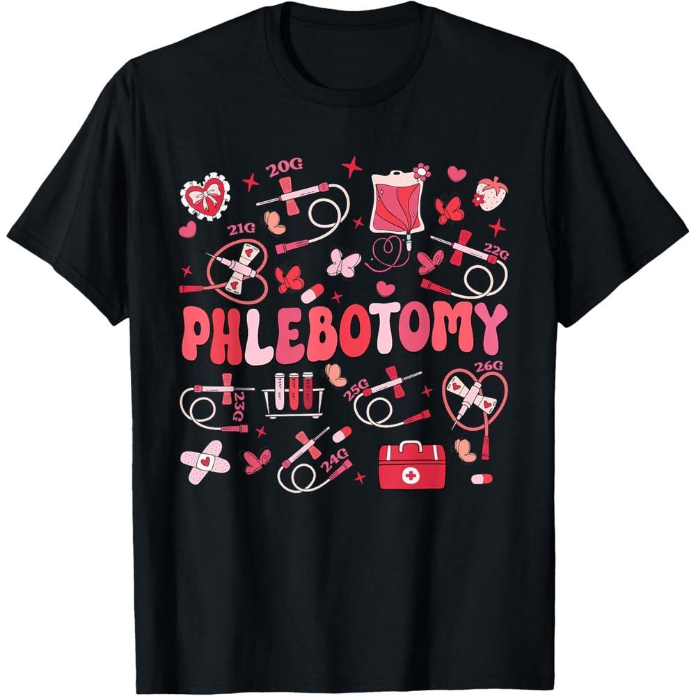 Phlebotomist Heart Phlebotomy Nurse Tech Gift Valentines Cotton Men T Shirt S