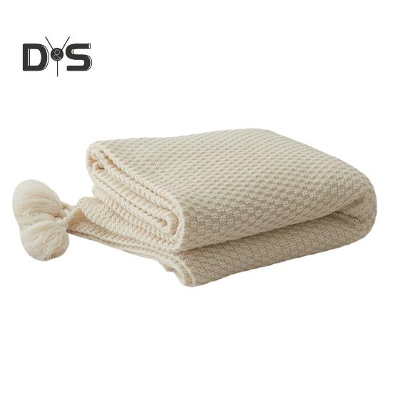 

Вязаное одеяло в скандинавском стиле, однотонное одеяло с бахромой, анти-катышковое одеяло с кисточками для домашнего декора, кровати, дивана, путешествий M бежевый