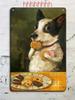 Vintage Tabby Cat Wall Art Aluminum Metal Painting Lollipop Knife Decor 20x30cm