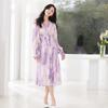 VICTORIA&VERA Women's Elegant Tie-Dye V-Neck Long Sleeve Dress