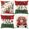 Christmas Theme Short Plush Pillow Cover Set Holiday Print Cushion Case for Living Room Sofa Home Decor 45x45cm