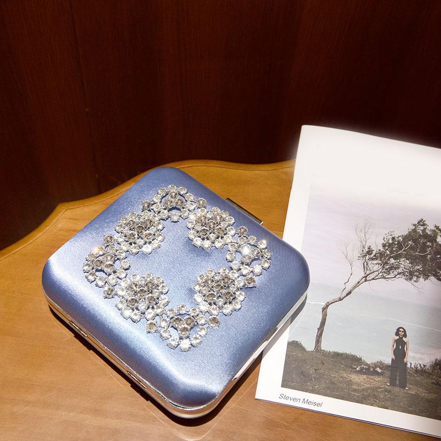 Flower Small Square  Box Bag, Clutch Bag, Temperament Full of Diamonds, High-end Messenger Bag.