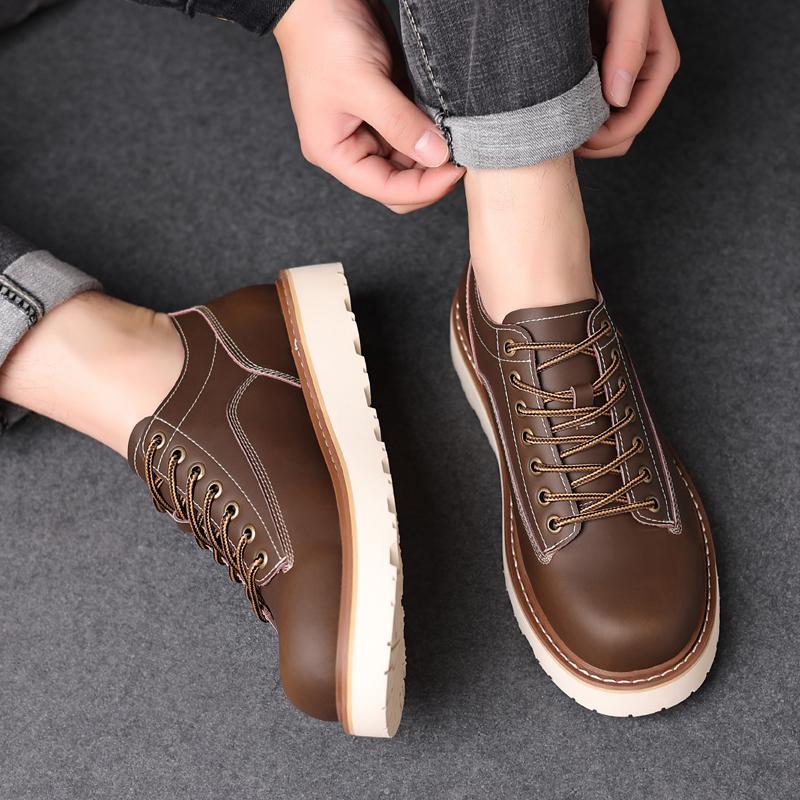 Fashion Classic Retro Handmade Casual Mens Oxford Shoes Top Comfort Men Fashion Men High Quality Leather Thick Soled Non-slip Work Shoes