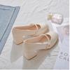 WTEMPO Round Toe High Heels for Women Thick Heels Solid Colors Fashionable and Versatile Fairy Style Soft Soles Comfortable Work Shoes