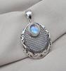 Rainbow Moonstone Pendant 925 Sterling Silver Moon Design Necklace June Birthstone Crystal Jewelry Gift