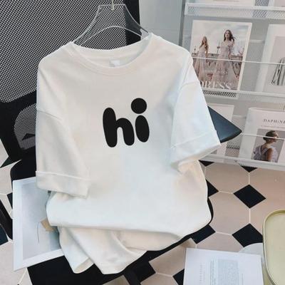 Women's Pure Cotton White Short-Sleeve T-Shirt - 2023 Summer Fashion Trend, Loose and Slim Half-Sleeved Design