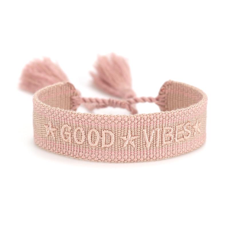 European & American Cross-border Embroidery Bracelet | Handmade Tassel & Letter Logo