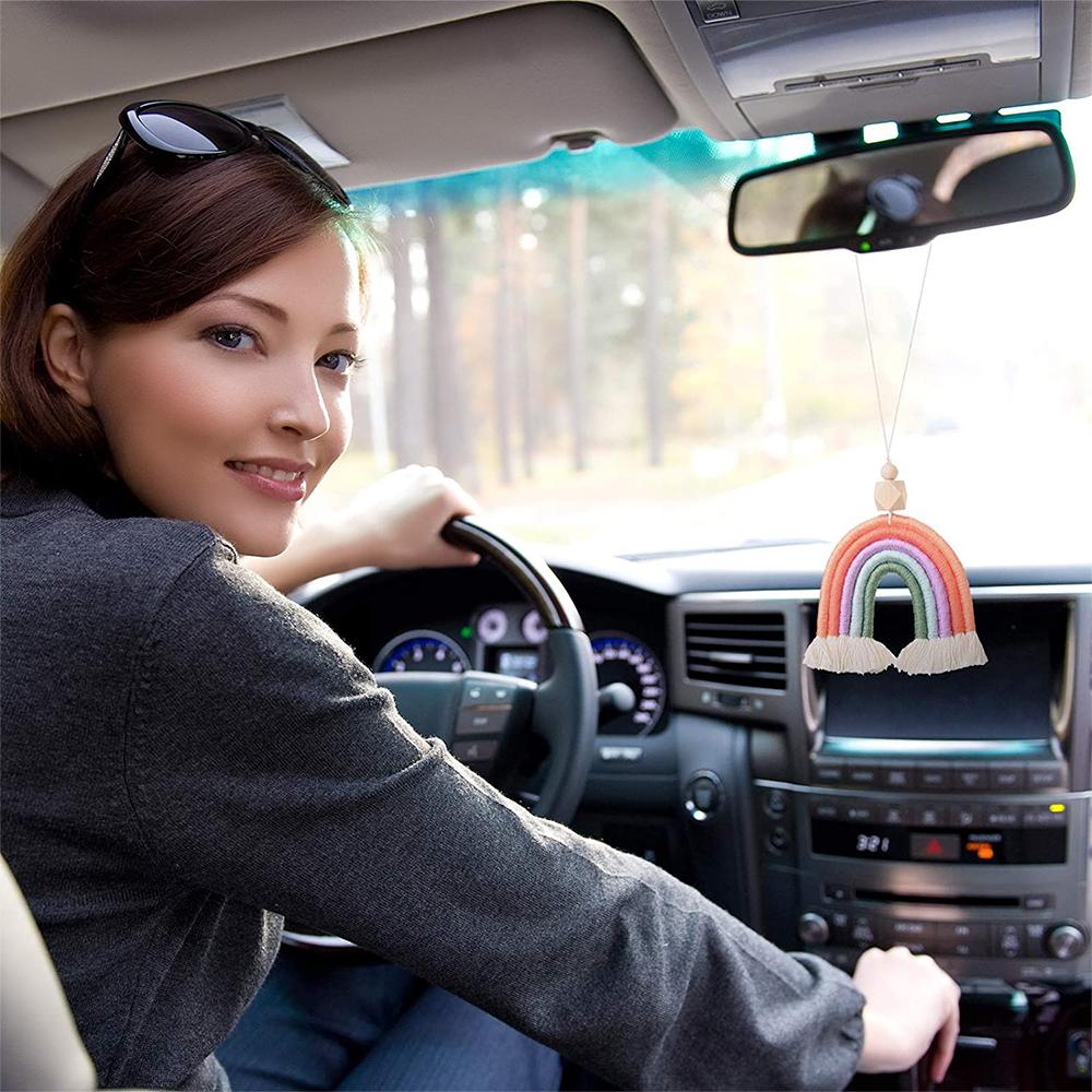 

Weaving Rainbow Handmade Car Hanging Bag Charm Home Decor Keychains рожевий