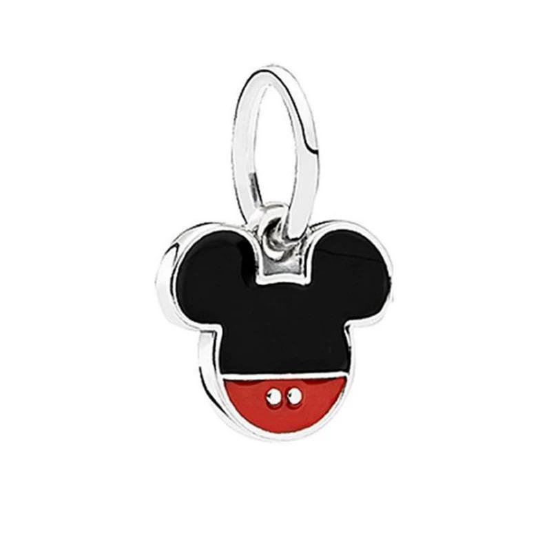Disney Mickey Minnie Friends Dangle Charm Beads European Silver Bracelet Necklace DIY Jewelry Gift for Kids