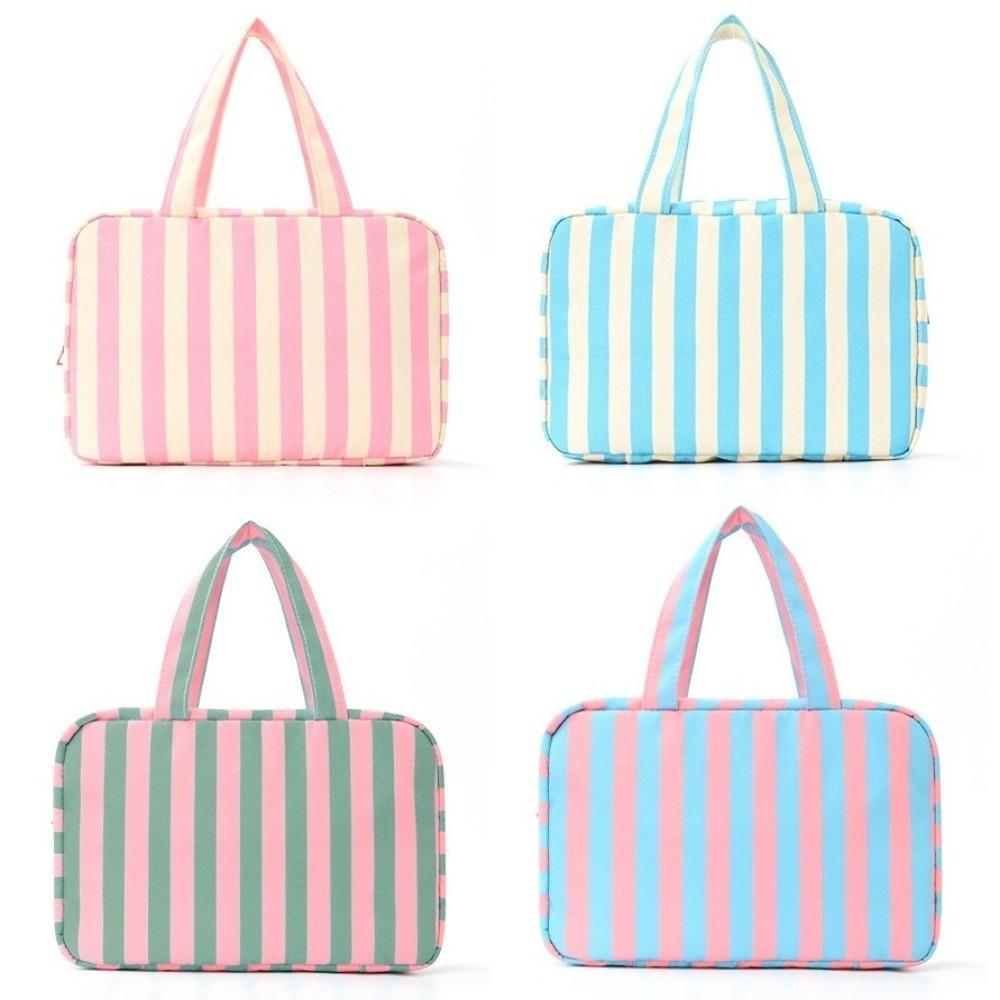 Large Capacity Travel Wash Handbag Striped Make Up Bag Travel Storage Bag  Space Saving