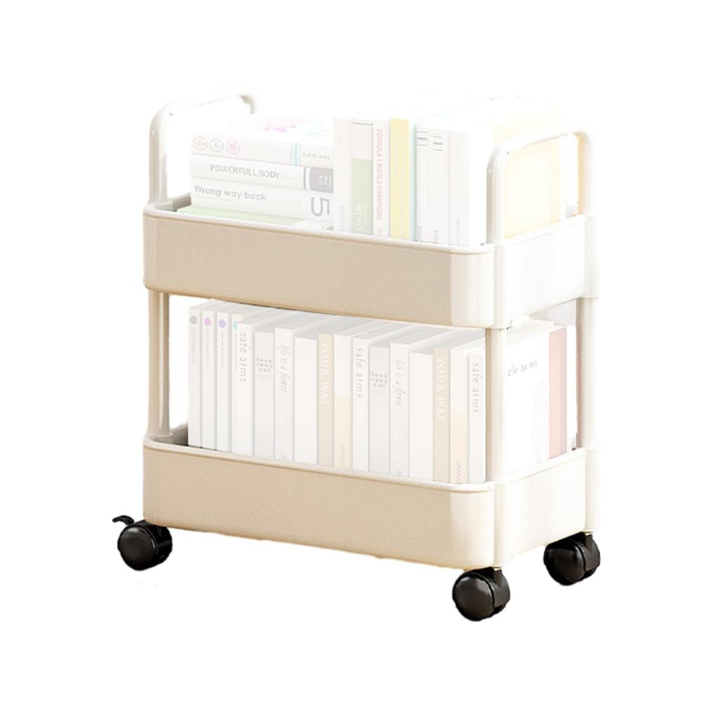 Mobile Bookshelf With 4 Wheels 20lbs Max Load Capacity Storage Rack Multifunctional Utility Storage Cart For Kitchen Bathroom (37 X 25 X 43.5CM)